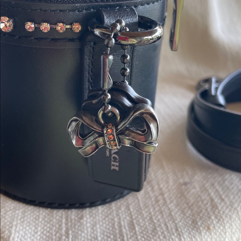 Coach Black Leather Crystal-Trim Vanity Crossbody Bag - Picture 4 of 4